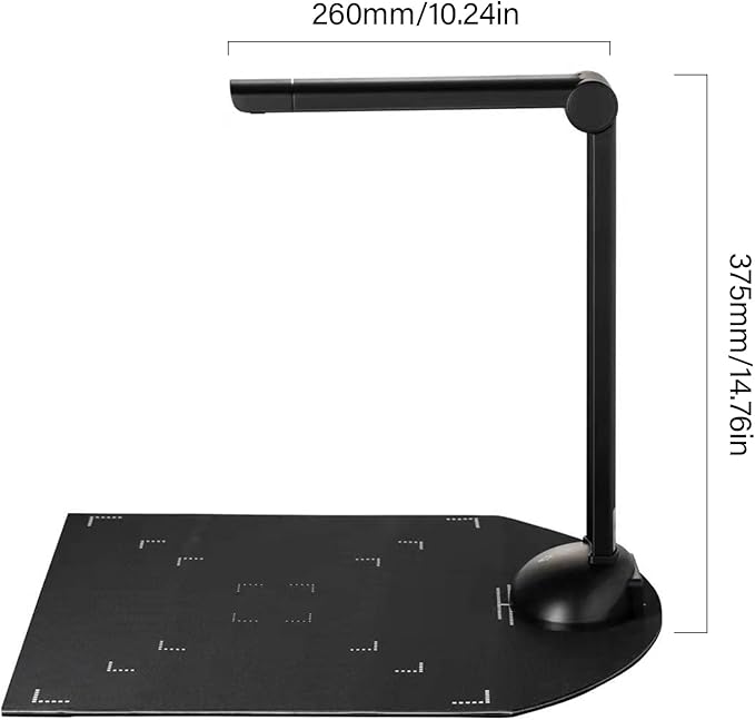 Document Book Camera Scanner High Definition USB Port LED Light OCR Function Compatible with Windows for Classroom Office Library Bank Meeting Plastic Aluminum Alloy (H3)