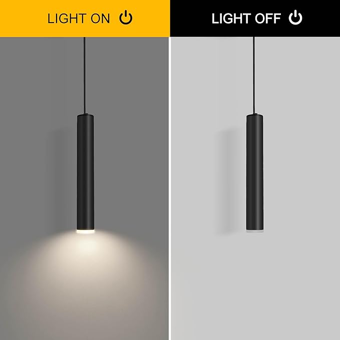 Modern Black Pendant Light Fixture for Kitchen Island, 1-Light Pendant Lighting, Lights Cord Adjustable, Matching GU10 lamp Holder,for Living Room Bedroom Dining Room