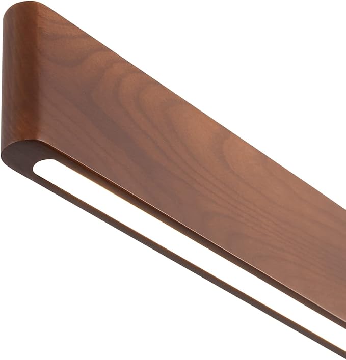39.4" Wood Linear Pendant Light 24w Led Dimmable Dining Room Light Wood Kitchen Island Pendant Hanging Light for Kitchen Island Office Lights Walnut Color