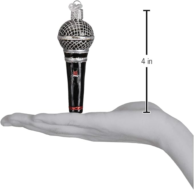 Old World Christmas Microphone Glass Blown Ornament for Christmas Tree, Handcrafted Holiday Decoration, Music Collection