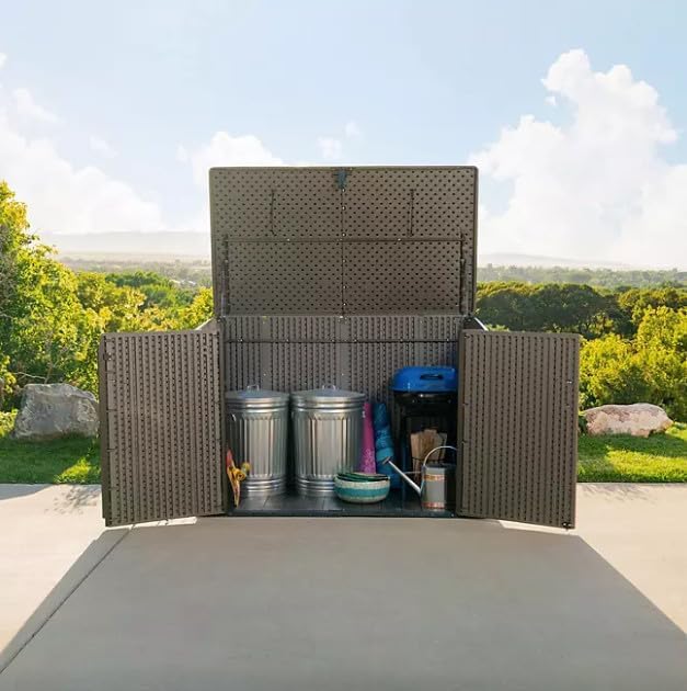 Outdoor Horizontal Storage Shed, 561 Gallons, 75.2 x 52 x 42.5 inches, Light Brown