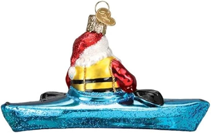 Old World Christmas Santa in Kayak Blown Glass 2020 Unique Christmas Ornaments for Christmas Tree Decoration