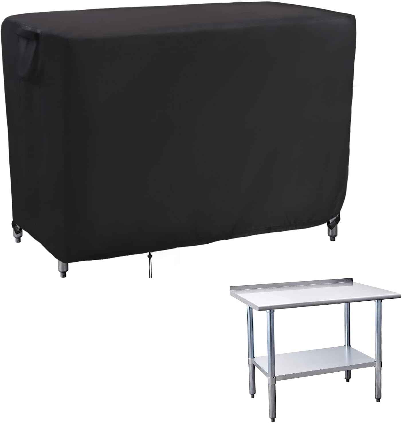 Kingling Outdoor Table Cover 48 Inch, Waterproof Stainless Steel Table Cover Metal BBQ Table Covers Weather Protection for Patio Kitchen Work/Prep Tables - 48''L x 24''W x 35''H