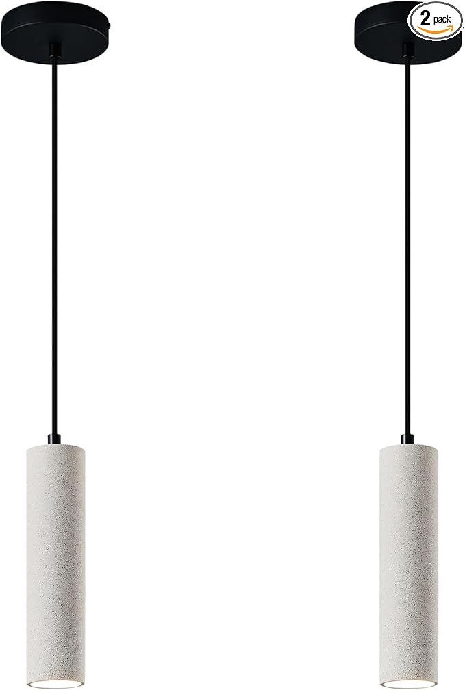 Modern LED Concrete Pendant Light Kitchen Islandceiling Light Fixture Pendant Lighting for Dining Room Coffee Club Resturant Bar Living Room(2-Pack)
