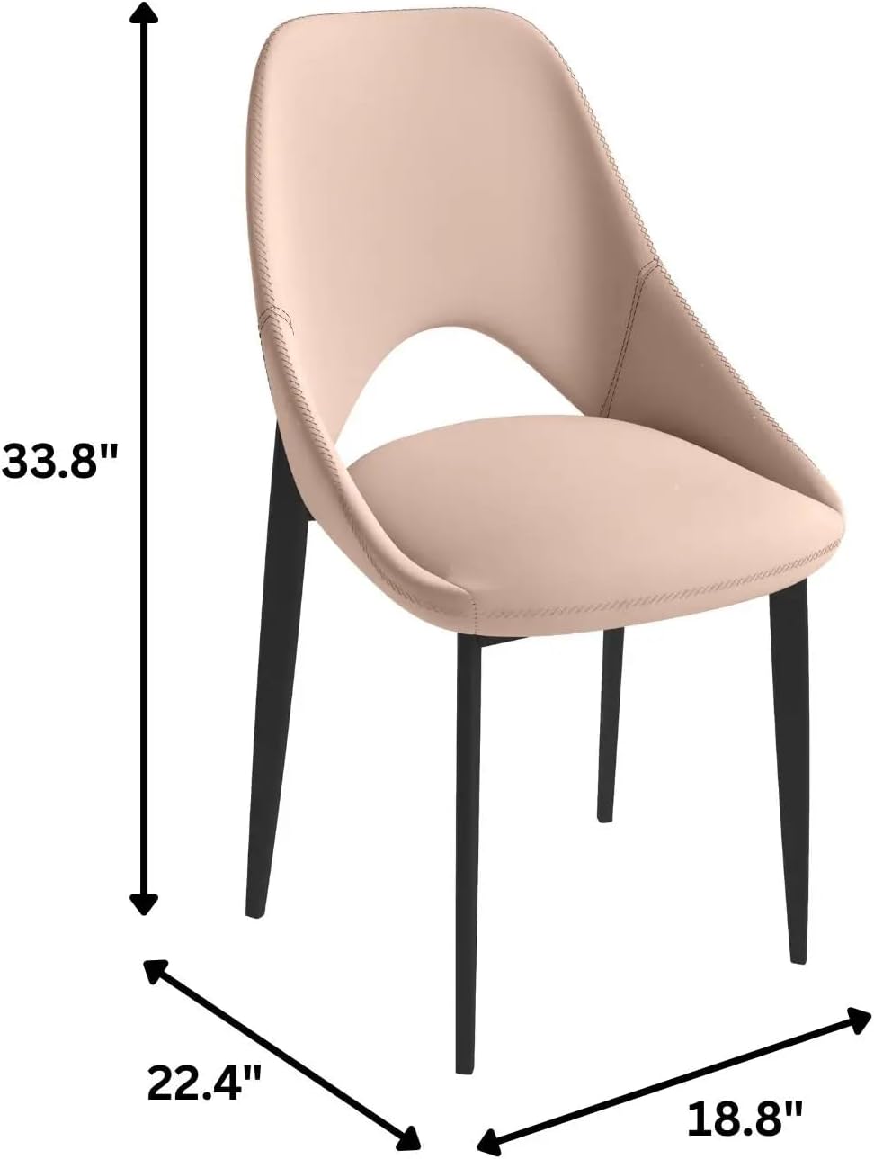 LeisureMod Amalfi Upholstered Fabric Dining Chair – Modern Side Chair with Iron Legs, Mid-Century Accent Chair for Dining Room or Kitchen