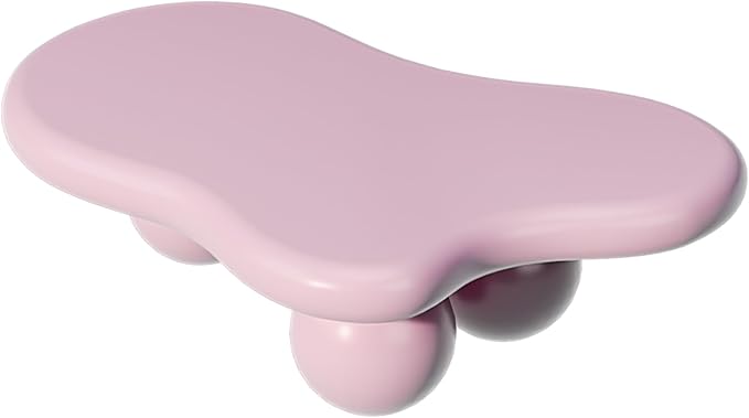 47.2" Cloud Coffee Table with 3 Ball Legs, Modern Lrregular Center Table for Living Room, Low Cute Small MDF Tea Table for Bedroom, Space Apartment-Pink