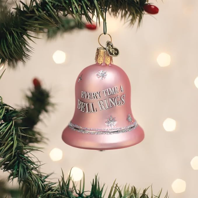 Old World Christmas Every Time A Bell Rings Glass Blown Ornament for Christmas Tree, Handcrafted Holiday Decoration, Bell Collection