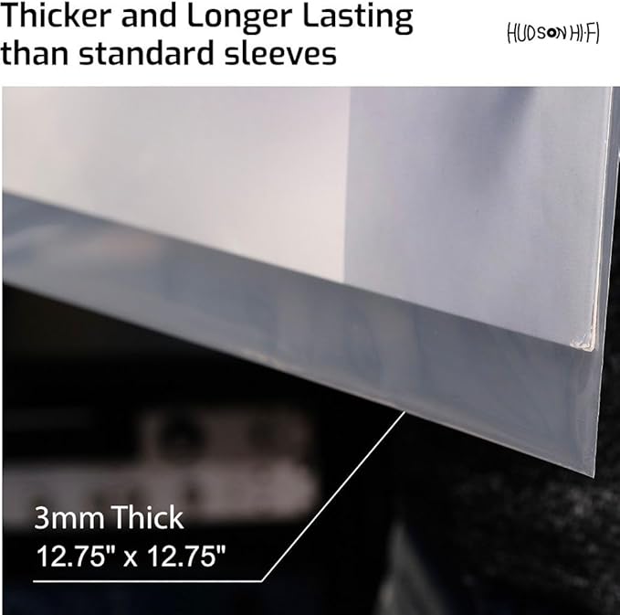 New Hudson Hi-Fi Vinyl Record Outer Sleeve Covers - 500 Pack - Premium Crystal Clear Sleeves - Protect Your LP Albums from Scratches, Dirt & Dust - 3 Layers of 30µm Thick No-Acid Exterior Disc Cover