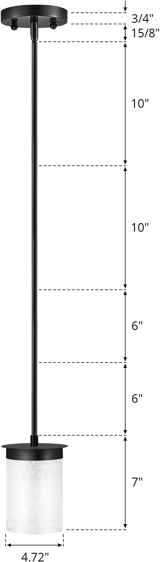Modern Pendant Light Glass Shade, Kitchen Island Pendant Lighting with Glass Shade for Dining Room,Bedroom, Bar,Office,Farmhouse Black,1Pack-4.72 Inch Shade 40 Inch Cord