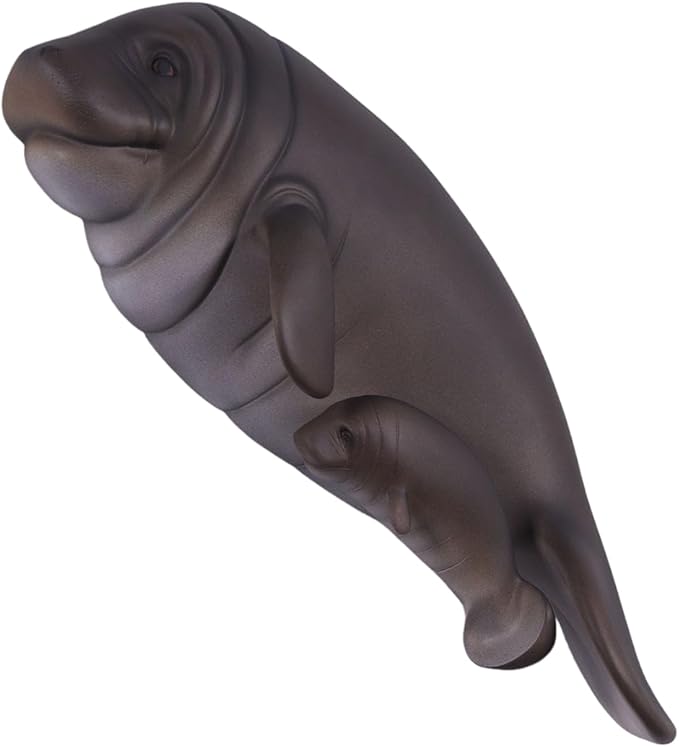 Manatees Wall Sculpture Home Garden Decor Accent (Natural)