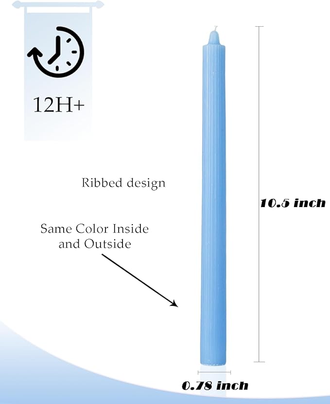 Colored Taper Candles 10.5 inch Unscented Driples Tall Tapered Candle for Candlesticks Sticks Wedding Advent Home Decor Dinner Christmas，Set of 12