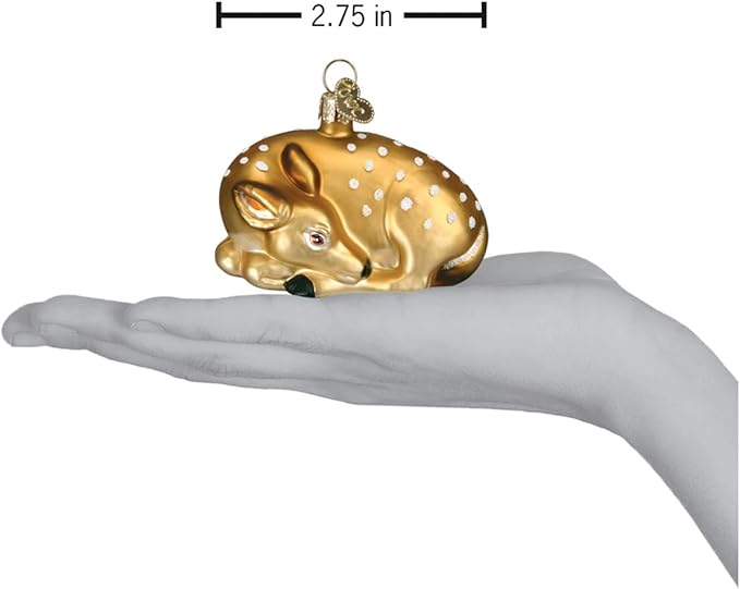 Old World Christmas Fawn Glass Blown Ornament for Christmas Tree, Handcrafted Holiday Decoration, Wildlife Animal Collection