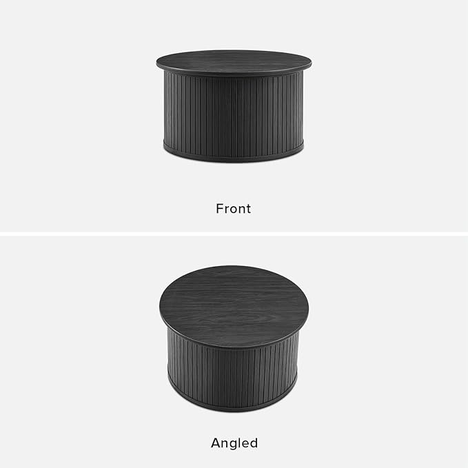 mopio Quin Collection: The Epitome of Mid-Century Modern Furniture. Complete with Rounded Table top Edge, and Tambour Design (Black, Round)