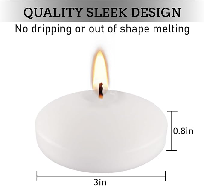 White Floating Candles Set of 36, Unscented Candles for Weddings, Pool Party, Home Decor Holiday & Dinner Centerpieces (3 Inch)