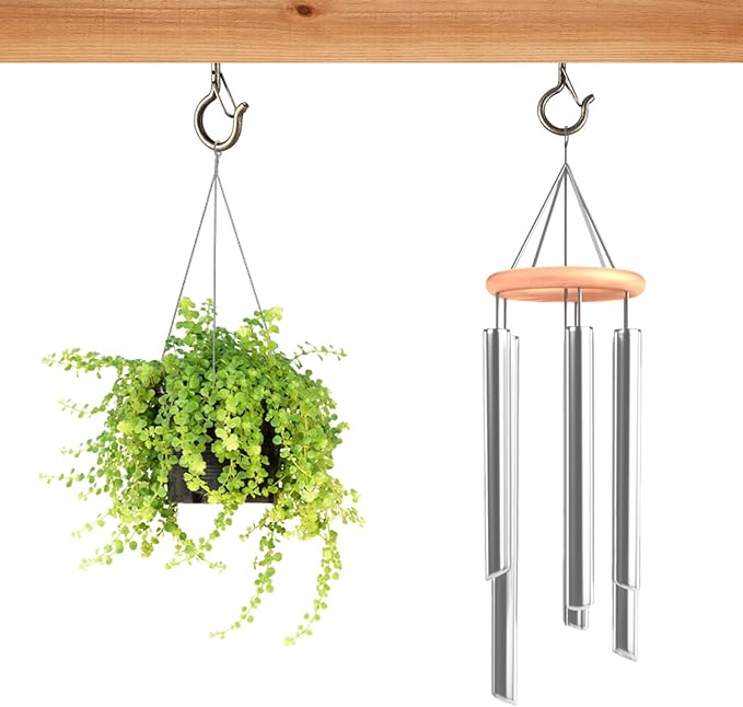 25 PCS Screw-in Hooks for Outdoor String Lights, Q Hangers Hooks Outdoor for Outside, Swivel Hanging Basket Patio Light Hooks with Safe Buckle Screw in Planter Eye Hook for Wall Ceiling, Copper