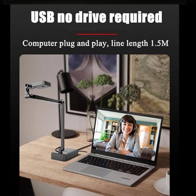 4K USB Document Camera 16MP Webcam Visualiser Image Invert Foldable for Live Demo Web Conferencing