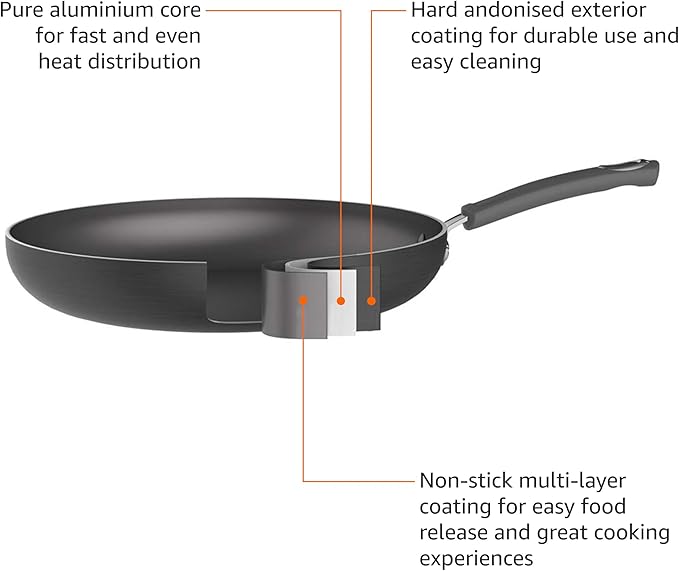 Amazon Basics Hard Anodized Non-Stick 12-Piece Cookware Set, Black - Pots, Pans and Utensils