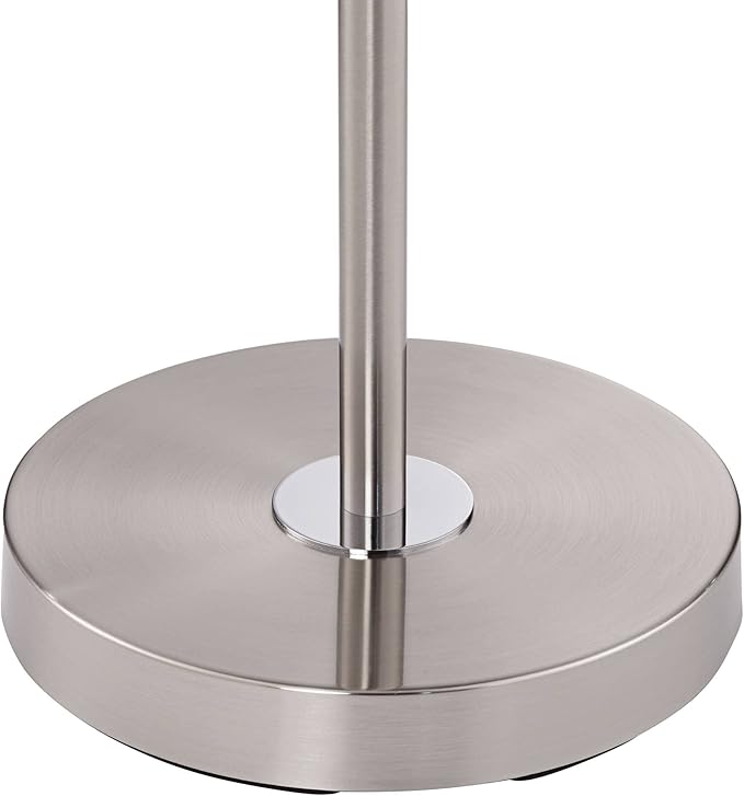 360 Lighting Caper Modern Floor Lamps 60.5" Tall Set of 2 with Tray Table USB and AC Power Outlet Brushed Nickel White Fabric Drum Shades Living Room Reading House Bedroom