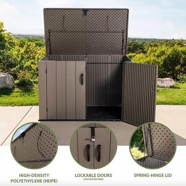 Outdoor Horizontal Storage Shed, 561 Gallons, 75.2 x 52 x 42.5 inches, Light Brown