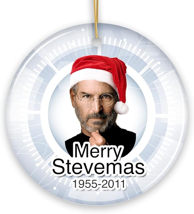 Steve Jobs Merry Stevemas Memorial Christmas Ornament, Gift for Technology Company Founder