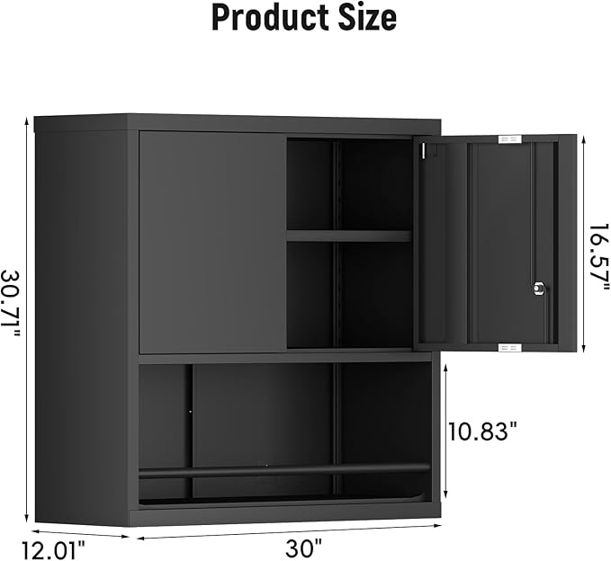 Garage Storage Cabinets,Metal Wall Storage Cabinet with Shelves,Locking Cabinet for Workshop,Warehouse,Home Office,Kitchen