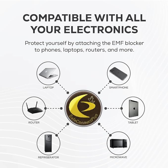 Pack of 6 EMF Stickers for Cell Phone- 5G Ready Harmonizer Stickers Proudly Made in USA for Cell Phones, Laptops or Tablets- EMF mega Shield for All Electronic Devices (Gold-Black)