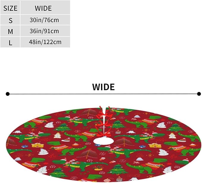 Cute Christmas Dinosaur Christmas Tree Skirt 48 Inches Animal Tree Skirt Xmas Tree Mat Holiday Party Supplies Christmas Tree Decorations
