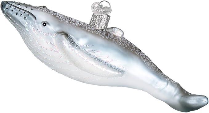 Old World Christmas Humpback Whale Glass Blown Ornament for Christmas Tree, Handcrafted Holiday Decoration, Sea Collection