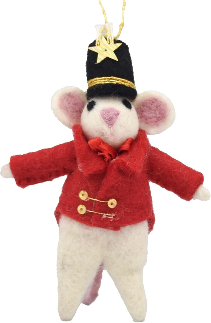 Global Crafts Showman Mouse Felt Christmas Ornament