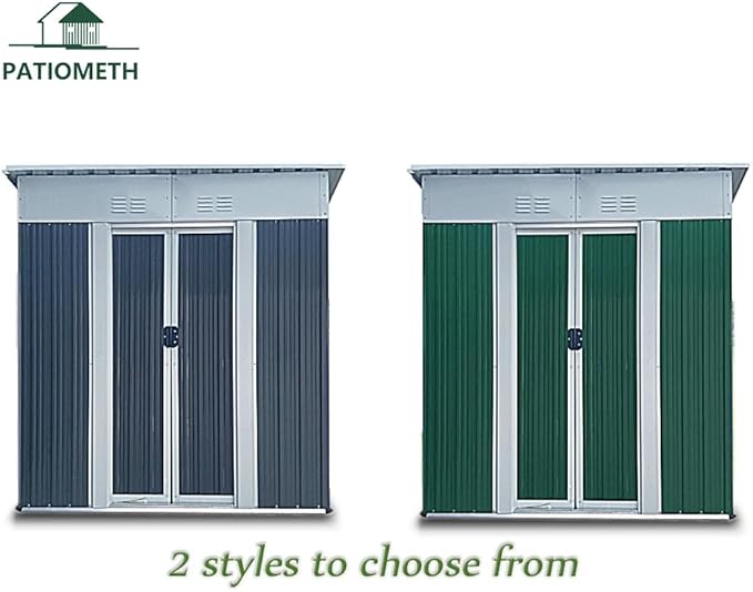 Outdoor Vertical Metal Storage Shed 5 x 3 Feet, Corrosion Resistant Steel with Sliding Door Suitable for Garden Bike, Tool Metal Storage Shed （Green）