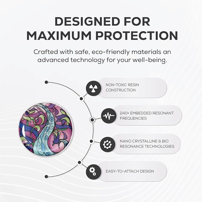 Pack of 6 EMF Stickers for Cell Phone- 5G Ready Harmonizer Stickers Proudly Made in USA for Cell Phones, Laptops or Tablets- EMF mega Shield for All Electronic Devices (Healing River)