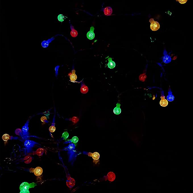 Anycosy Christmas String Lights G3, 100 LEDs Globe Solar Operated Strings Lights Multicolor 8 Modes & Timer for Xmas Tree Garden Patio Outdoor Christmas Decorations