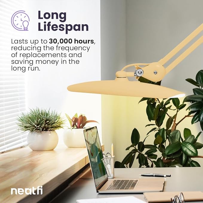 Neatfi XL 2,200 Lumens LED Task Lamp, 20W, 182 Pcs SMD LED, Dimmable, 4 Level Brightness, 3 Light Modes, Desk Light for Home, Office, Workbench (CCT, Gold)
