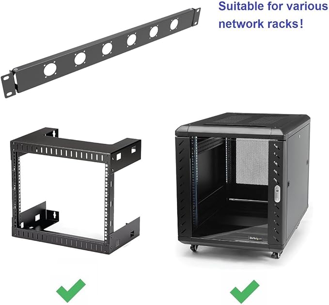 1U Hinged Rack Panel 6D XLR HDMI Audio Rack Mount Panel for 19 inches Rack Mount (6D)
