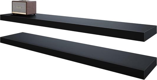 BAMEOS Floating Shelves,40 in W x 8in D Wall Mounted Wooden Shelves with Invisible Brackets Set of 2, Hanging Wall Shelves Decoration for Bedroom, Bathroom, Living Room and Kitchen