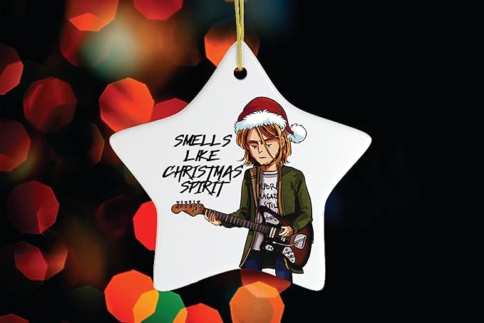 Pop Culture, Movie, and Music Themed Trendy Christmas Ornaments - Smells Like Christmas Spirit Rock and Roll Ornament (Star)