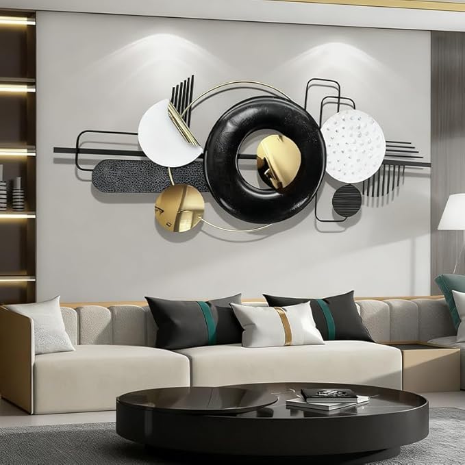 Ironelle Abstract Metal Wall Art Modern Metal Wall Sculptures Large 59" x 25" 3D Textured Black Wall Decor for Living Room Bedroom Office Kitchen Hallway Dining Room Wall Hanging Decor