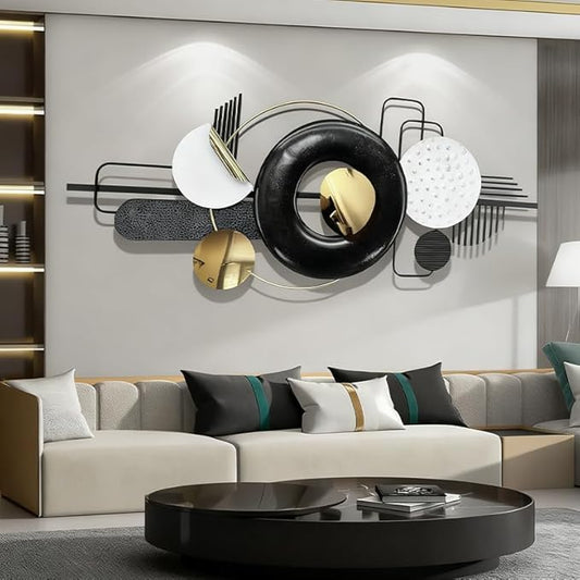 Ironelle Abstract Metal Wall Art Modern Metal Wall Sculptures Large 59" x 25" 3D Textured Black Wall Decor for Living Room Bedroom Office Kitchen Hallway Dining Room Wall Hanging Decor