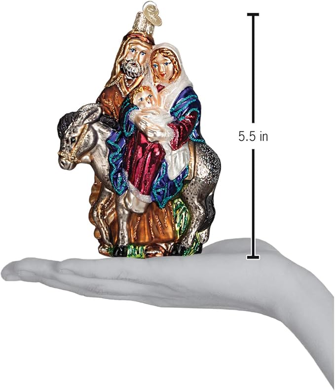 Old World Christmas Spiritual Gifts Flight to Egypt Glass Blown Ornament for Christmas Tree, Handcrafted Holiday Decoration, Religion Collection