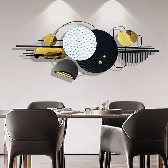 Ironelle Metal Wall Art Modern Art Black White Wall Decor Art Large 59" x 22" Abstract Wall Decor for Living Room Dining Room Bedroom Aathroom Kitchen Hanging Wall Sculptures