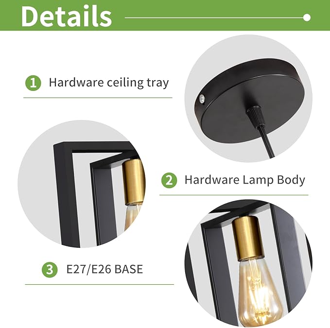 3 Pack Black Industrial Farmhouse Pendant Light, Vintage Metal Rustic Hanging Light, Adjustable Height Kitchen Island Pendant Lights Fixture, Mini Ceiling Lamp for Entryway, Dining Room, Foyer