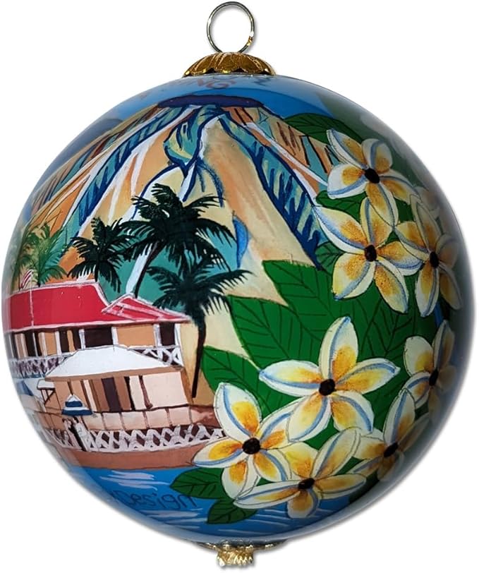 Remembering Lahaina Maui Ornament: Collectible Hand-Painted Glass Keepsake with Gift Box