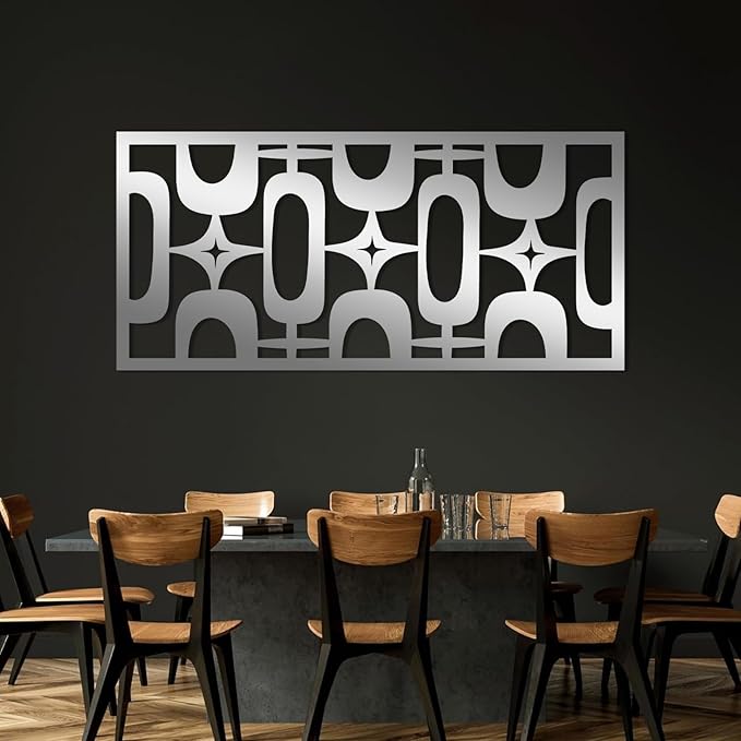 Mid Century Modern Metal Wall Decor, Starburst Metal Wall Art, Large Abstract Geometric Wall Decor, Vintage Starburst Wall Art, Modern Minimalist Mid Century Wall Hanging (Gold, 59"x28"/150x70cm)