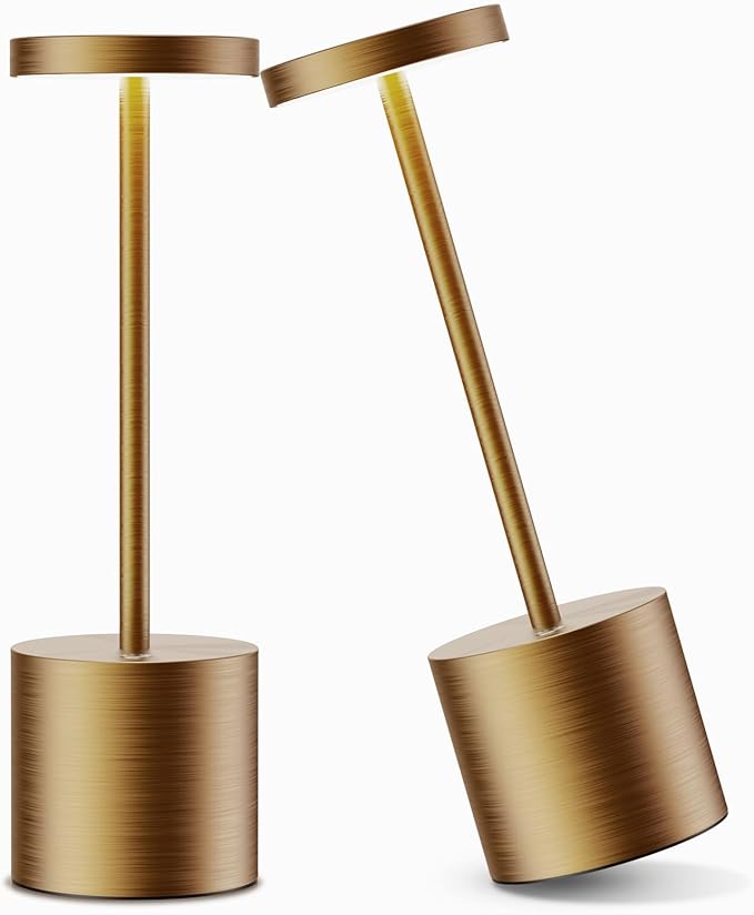 Cordless Table Lamps Rechargeable - Outdoor Portable LED Table Light 5000mAh Battery Operated Lamp 3 Color Stepless Dimming with Memory Function for Restaurant Dining Patio 2Pack Bronze