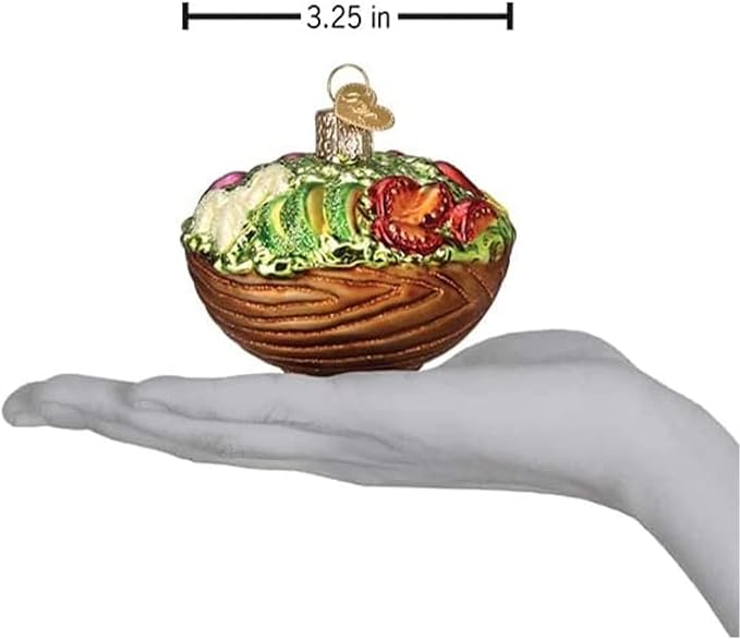 Old World Christmas Bowl of Salad Glass Blown Ornament for Christmas Tree, Handcrafted Holiday Decoration, Food Collection