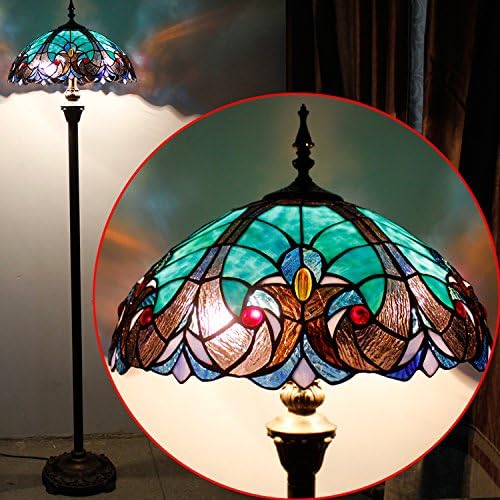 WERFACTORY Tiffany Floor Lamp Base Only, for 16-24 Inch Stained Glass Lampshade Height 64 Inch Bronze Finished Resin Base Antique Standing Lighting Base Replacement Only Wide 11 Inch