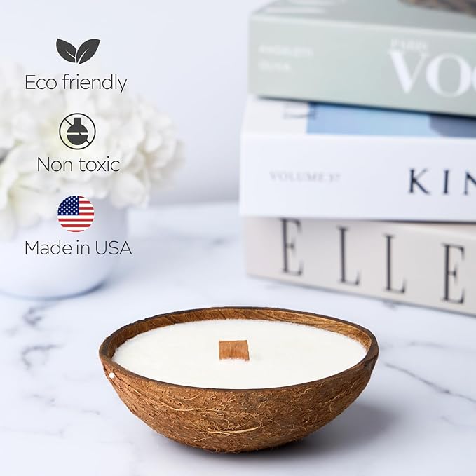 – Scented Candles Clearance | Coconut Candle with Crackling Wooden Wick | Candles for Home Scented & Candle Décor (Cashmere)