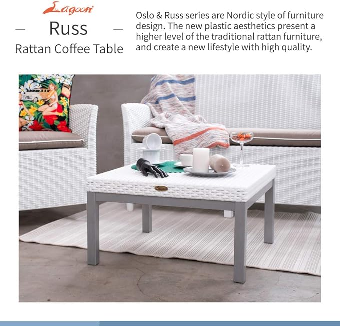 Lagoon Russ Black Rattan Coffee Table W/Alum Tube