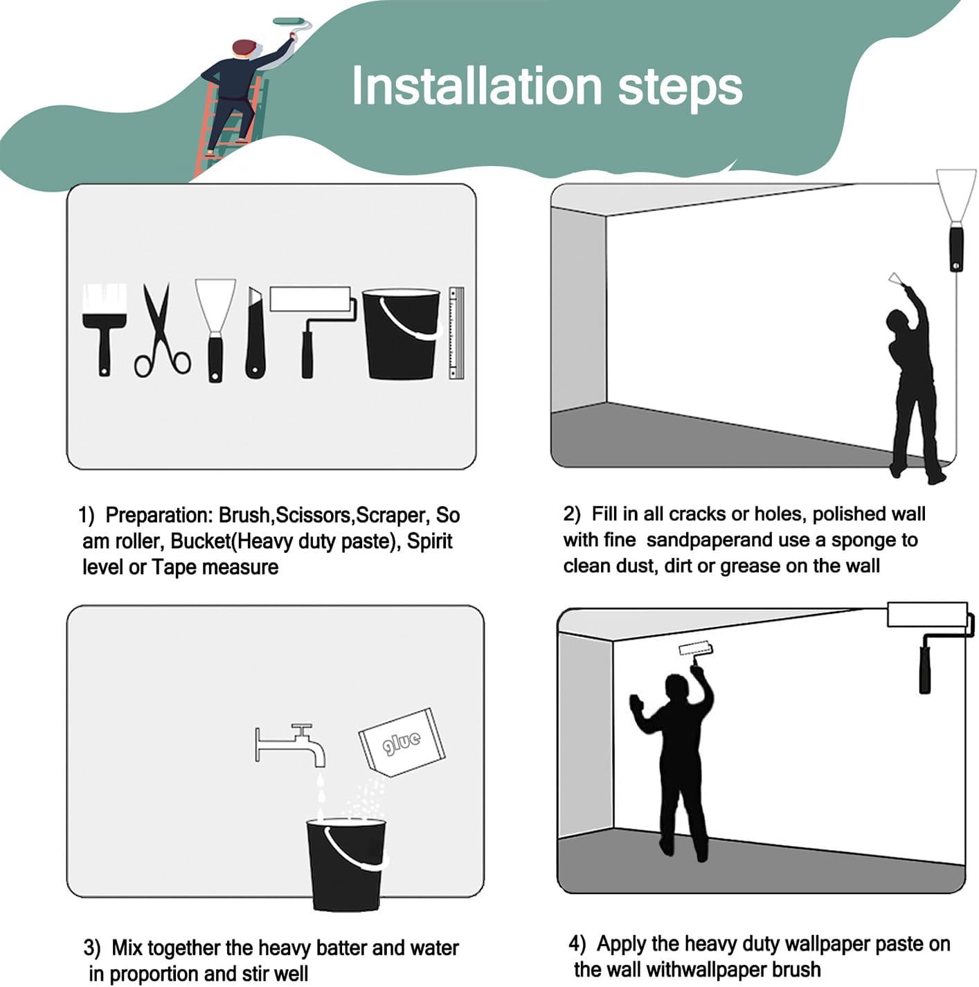 -Vintage Graffiti Hand-Painted Wall Bedroom Mural XT17 L 180" x 115"