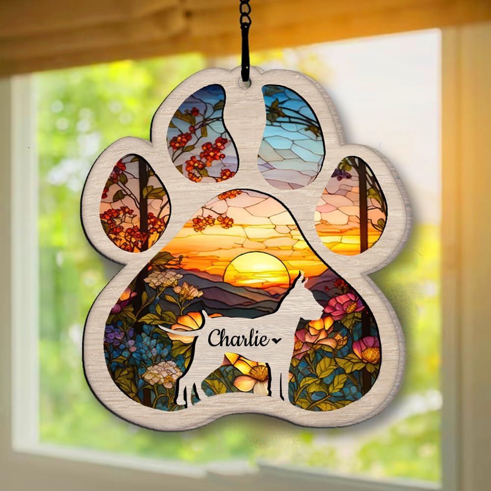 Personalized Doberman Pinscher Cropped Ears Suncatcher Dog Memorial Gifts, Custom Doberman Pinscher Cropped Ears Ornament Christmas Tree, Remembrance Gift, Loss of Dog Sympathy Gift